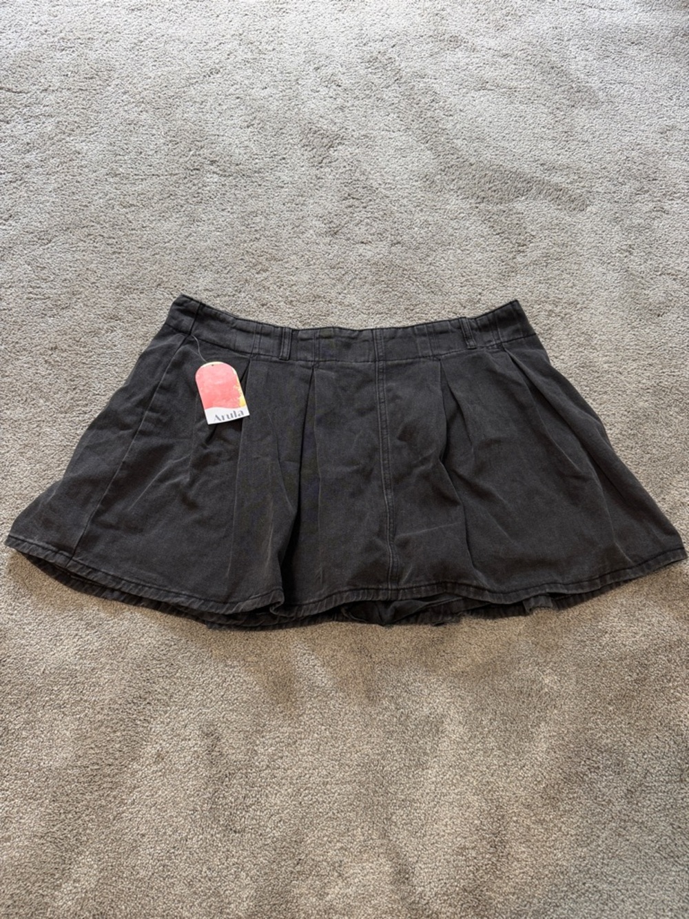 ARULA Washed Black Amazing Charcoal Gray Pleated Mini Skirt/Skort
